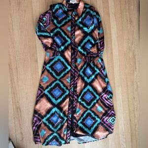 Amazing Western Style Ikat Satin Dress or Coat